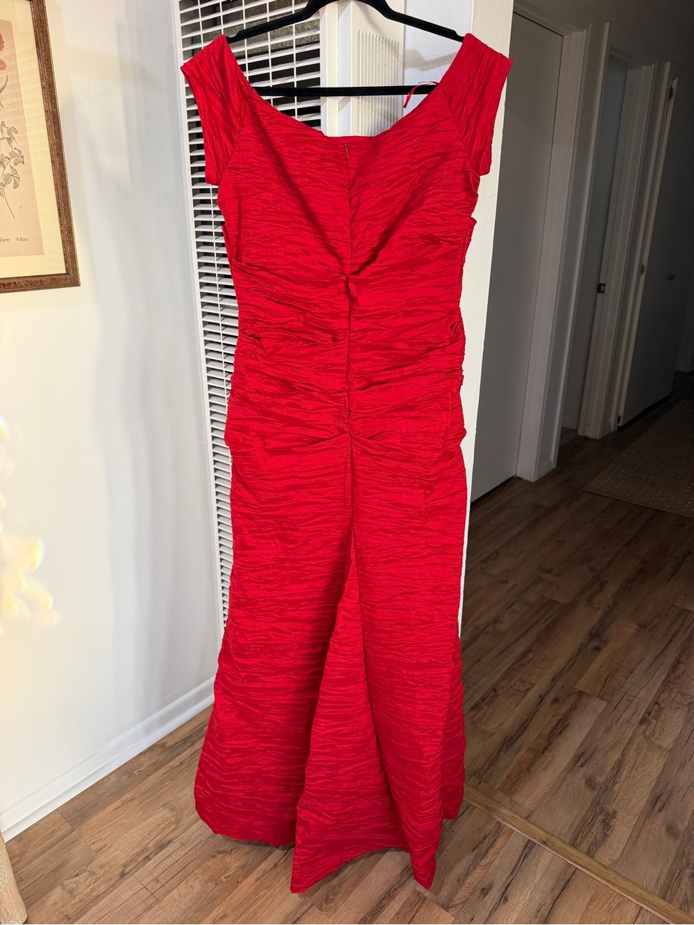 EUC ALEX Evening Red Ruched Cap-Sleeve Evening Dress - Picture 5 of 10